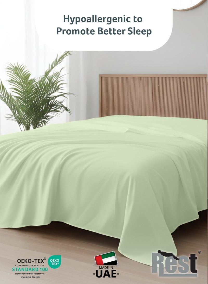 REST Flat Bedsheet 220x240cm Plush Mint Green Breathable Machine Washbale Bedsheet Extra Soft Easy Fit Highly Breathable Bedding & Linen Cover - Image 4
